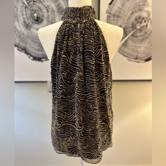 Joie Blue and Tan Patterned Halter Blouse - Picture 3 of 4